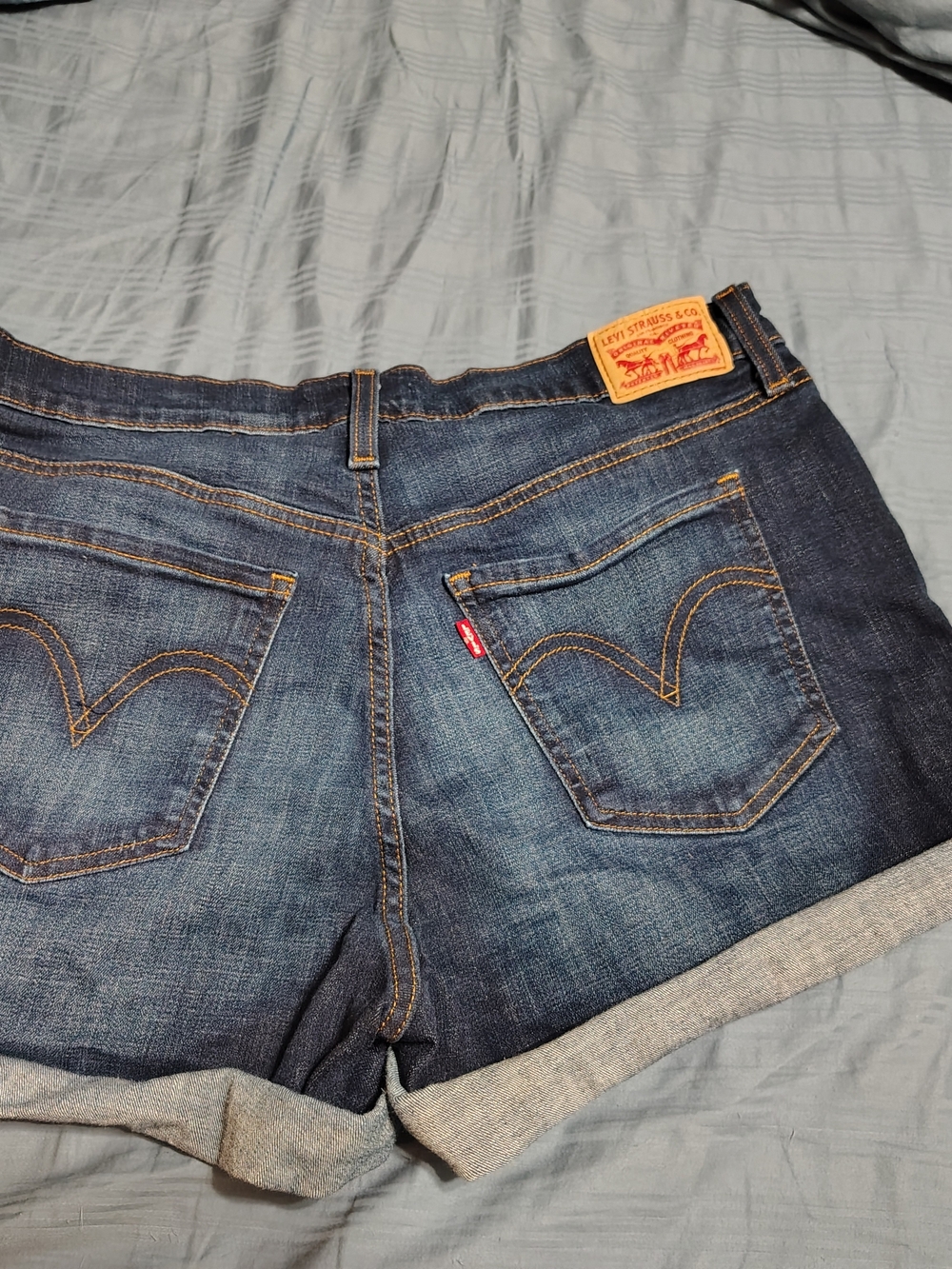 Levi's Blue Denim Rolled Hem Jean Shorts